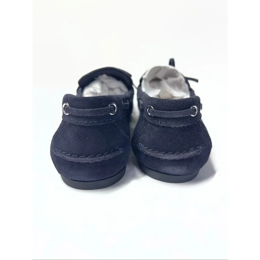 Everlane Dark Navy Suede Boat Shoes Womens Size 8 NWB Minimalist Loafers Flats